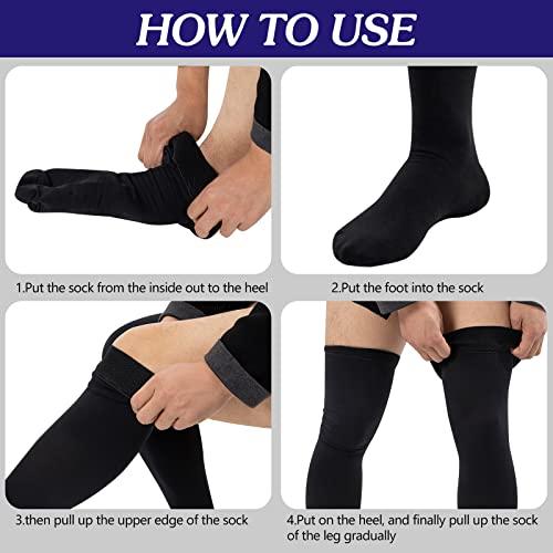 MGZTTHW Compression Socks, Men\'s Thigh High Compression Stockings, 20-30mmHg Compression Stockings with Non-slip silicone (XL)