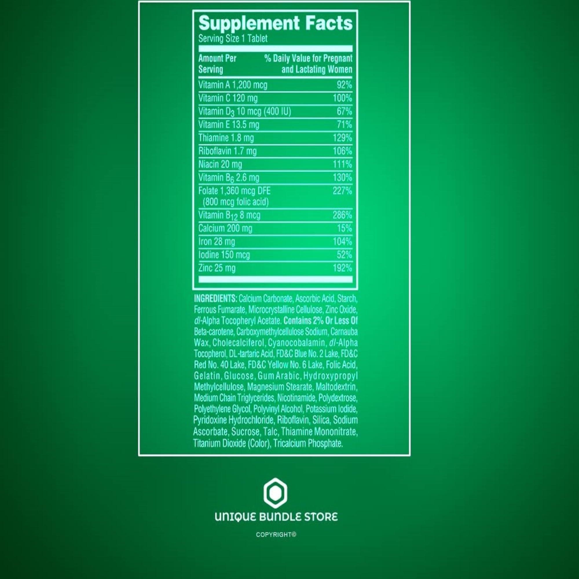 Unique Bundle Store Spring Valley, Prenatal Multivitamin, Multimineral Tablets Dietary Supplement, Prenatals for Women, 100 Count + 7 Day Pill Organizer Included (Pack of 2)