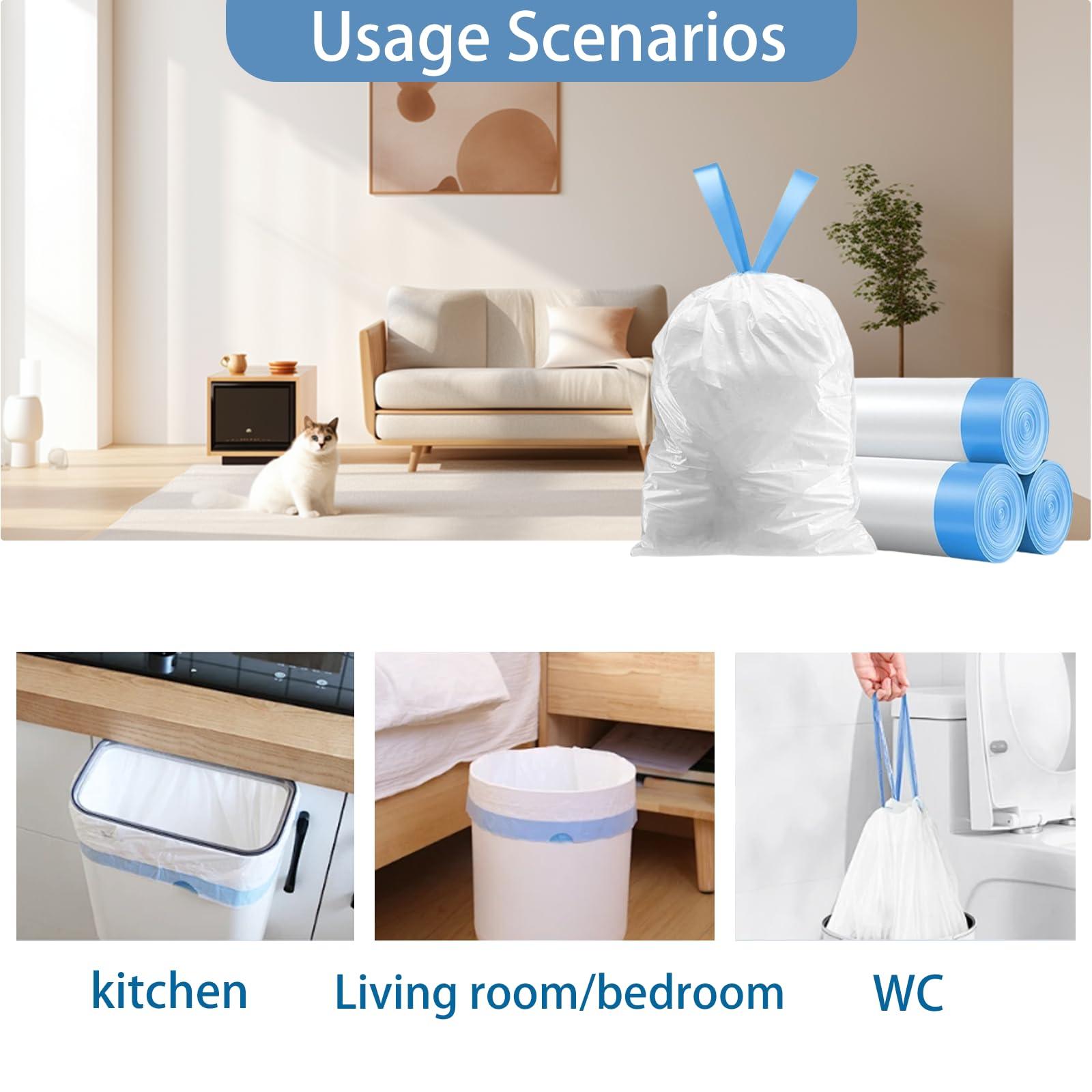 HUAPPNIO Garbage Bags, Small Drawstring Bin Bags 12L 45x50CM 75 PCS (Regular bagged)