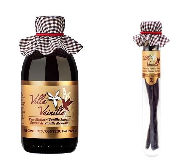 Villa Vainilla Villa Vainilla Pure Vanilla Extract Elixir- Premium Concentrated Vanilla, Real, Natural, Gourmet Vanilla Flavor from Mexico (8.4 Fl O Vanilla Extract and Beans 2)