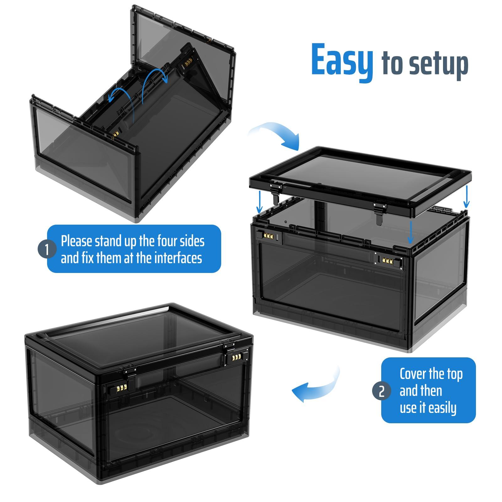 SANIDIKA Lock Box with Locker,Lockbox for Office,School,Home Personal Items Safe,Medicine Lockable Cabinet,Food Snacks Container,Files Documents Organizer,Kids Proof Prize Box (Translucent Black)