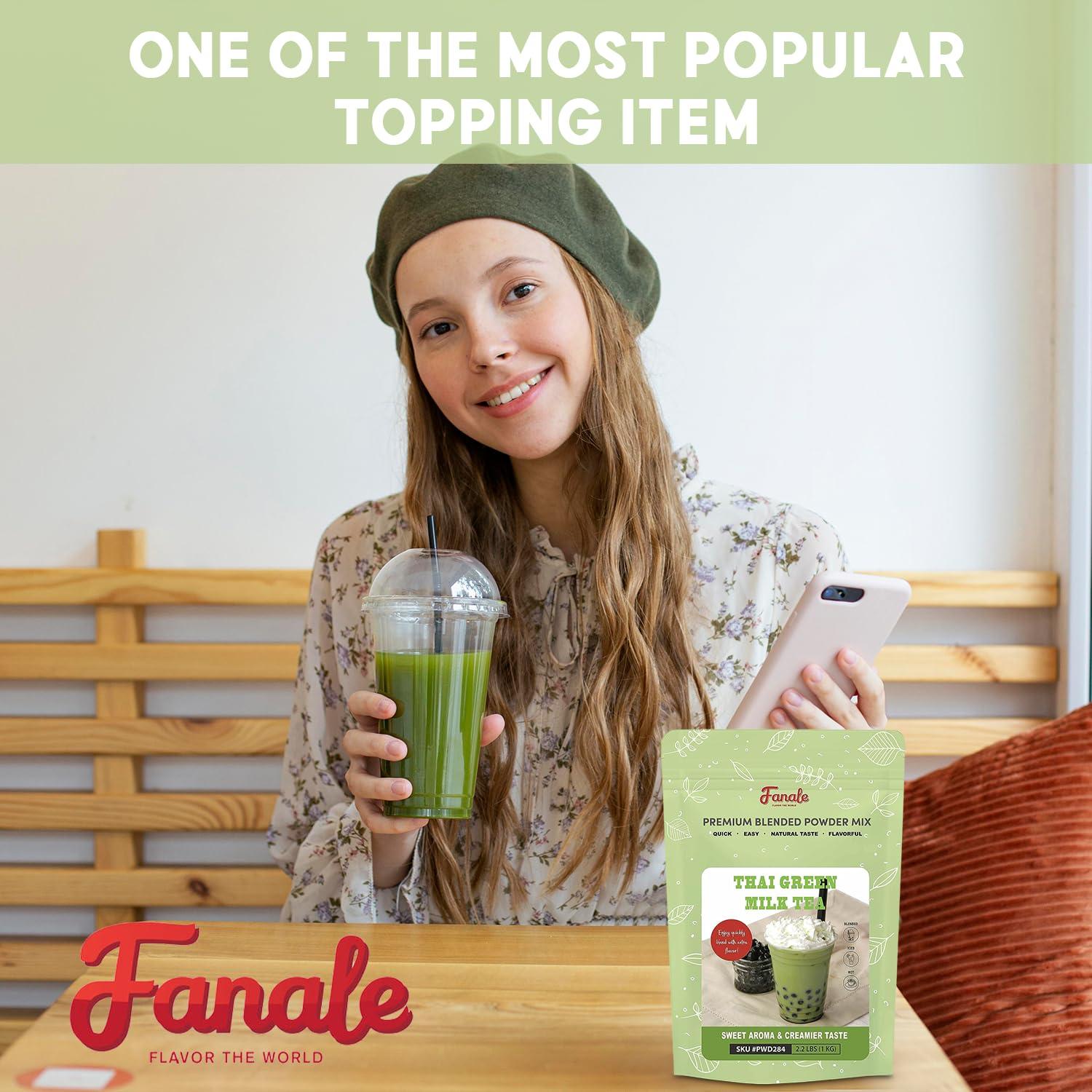 fanale Fanale Premium Thai Green Bubble Tea Flavoring Powder for Boba Tea| Perfect for Baking, Smoothies, Desserts and Drinks | Instant Boba Bubble Tea Powder for Milk Tea - 2.2 Pounds (Pack of 1)