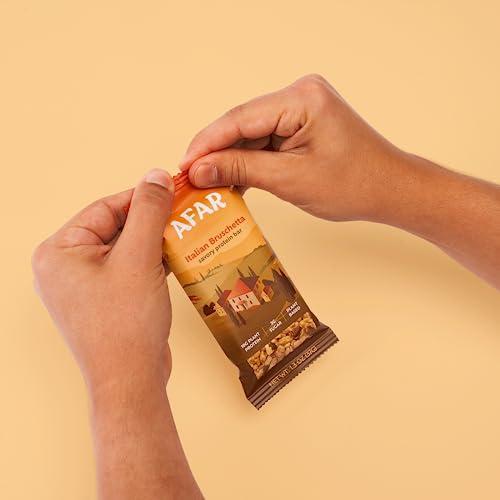 Afar Afar Savory Protein Bars Low Sugar, High Protein Healthy Snack for Adults Meal Replacement Bar Rice Crispy Texture Vegan, Gluten Free 8 Bars (Italian Bruschetta)