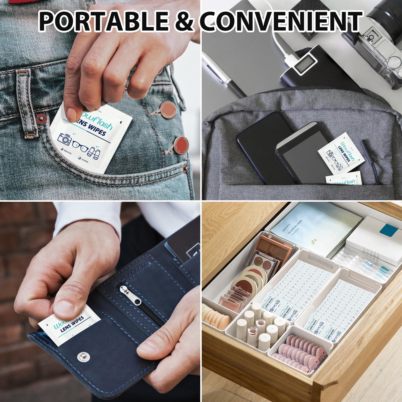 Wowflash 200 Count Lens Wipes for Eyeglasses, Eyeglass Lens Cleaning Wipes Pre-moistened Individually Wrapped Sracth-Free Streak-Free Eye Glasses Cleaner Wipes for Sunglass, Camera Lens, Goggles