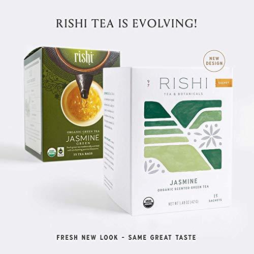 Rishi Tea Rishi Tea Jasmine Green Tea, Organic Herbal Tea Bags, 2-Pack - Contains Caffeine, USDA Certified, Floral Aroma & Taste, 15 Sachets in Each, Direct Trade