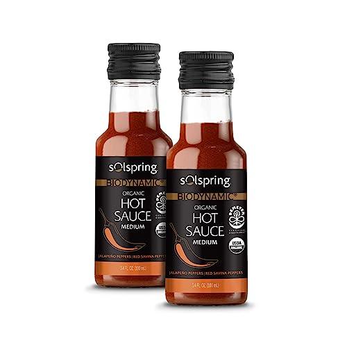 Dr. Mercola Solspring Biodynamic Organic Hot Sauce, Medium, 3.4 Fl. Oz. (100 mL), Jalapeno & Red Savina Peppers, Non-GMO, Gluten Free, Soy Free, Certified USDA Organic, Demeter Certified