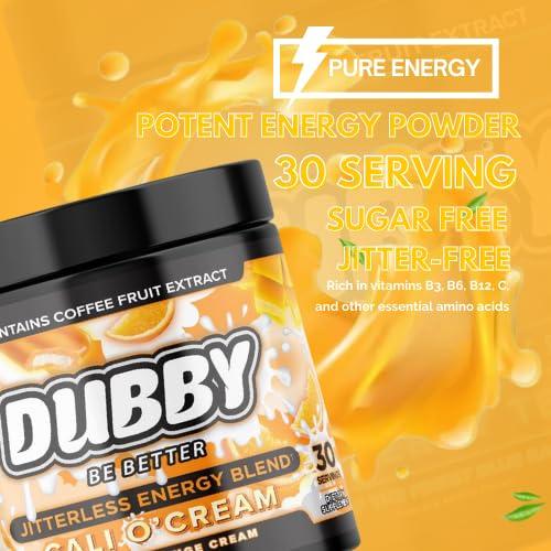 Dubby Dubby - Gamer Energy Drink Powder for Gaming - Sugar Free Energy Drinks, Nootropics Jitter-Free Natural Energy Powder, Mango Orange Cream Flavor, 30 Serving, 5.61 Ounces (Cali Cream)