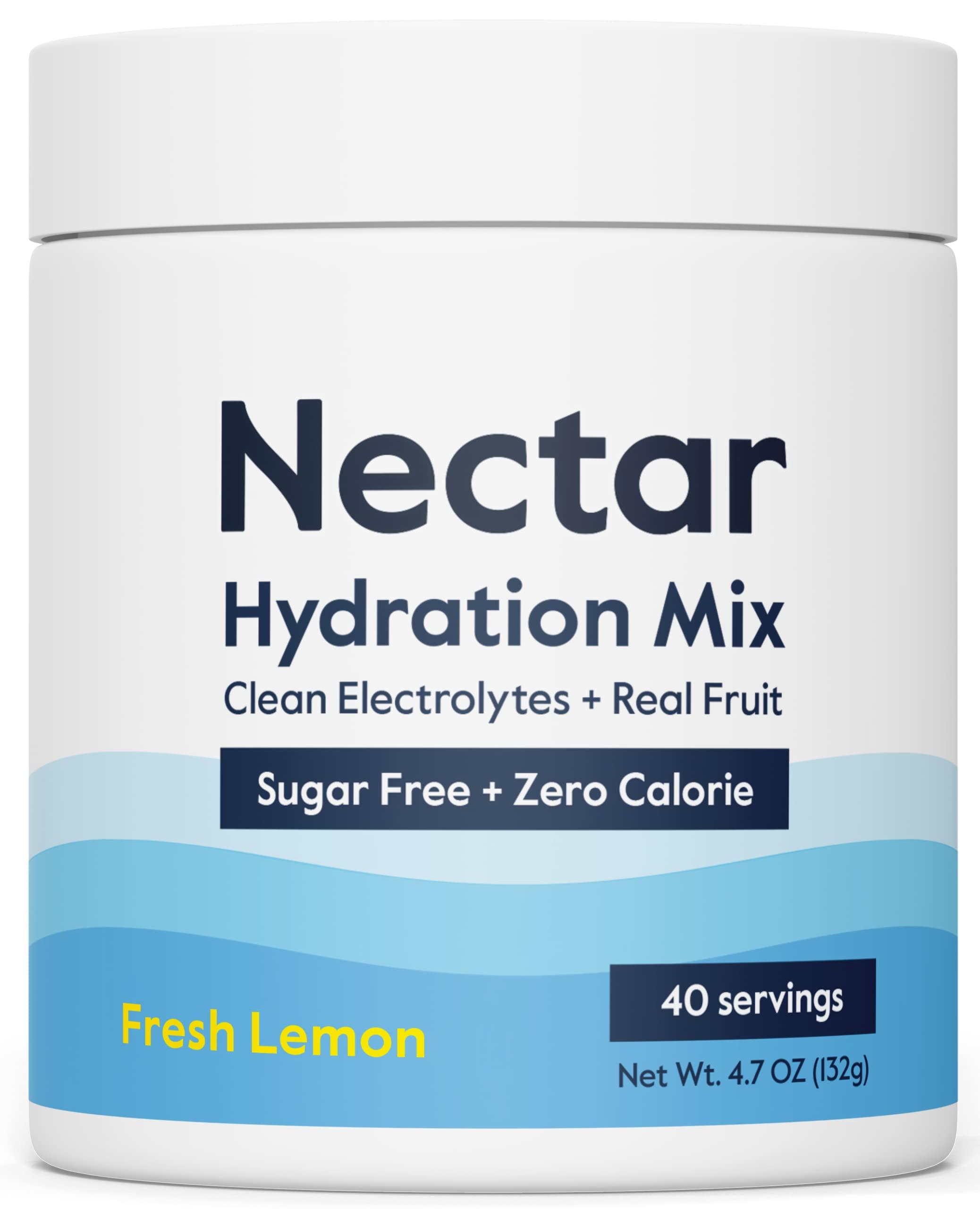 Nectar Nectar Sugar Free Electrolytes Powder - Organic Fruit No Sugar or Calories - Hydration Powder for Dehydration Relief and Rapid Rehydration - Keto and Paleo (Lemon 40 Serving Tub)