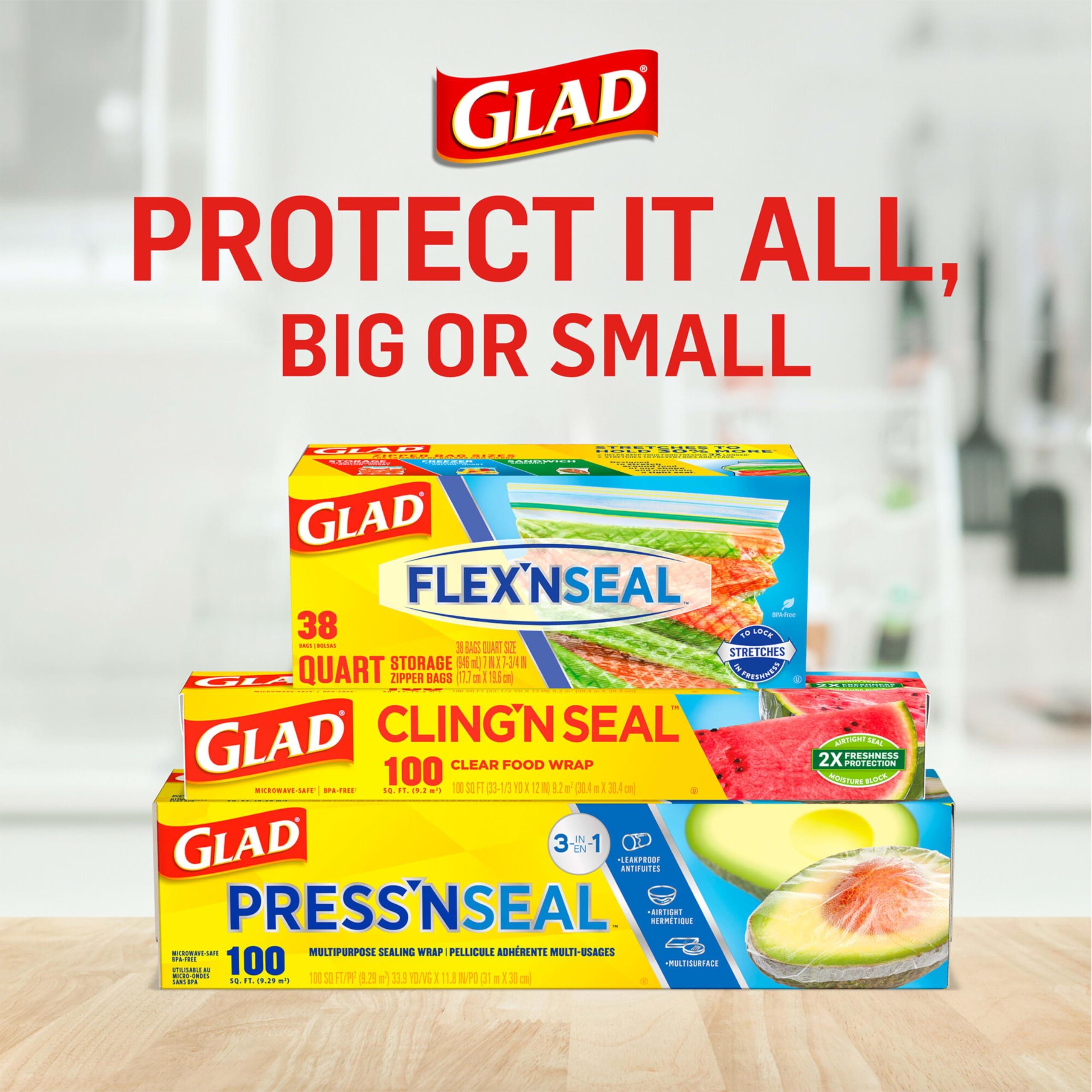 Glad Glad Zipper Food Storage Plastic Bags, Snack, 50 Count (Packaging May Vary)