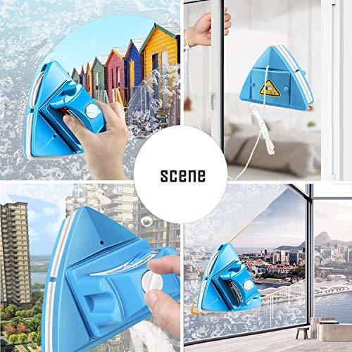 KOKITEA KOKITEA Double-Sided Window Cleaner Glass Wiper Magnetic Cleaning Tools, 5-Gears Adjustable Magnetic Glider Washing Brush Tools, for High-Rise Double Car Glazed Windows Thickness 0.3"-1.2" (Blue)
