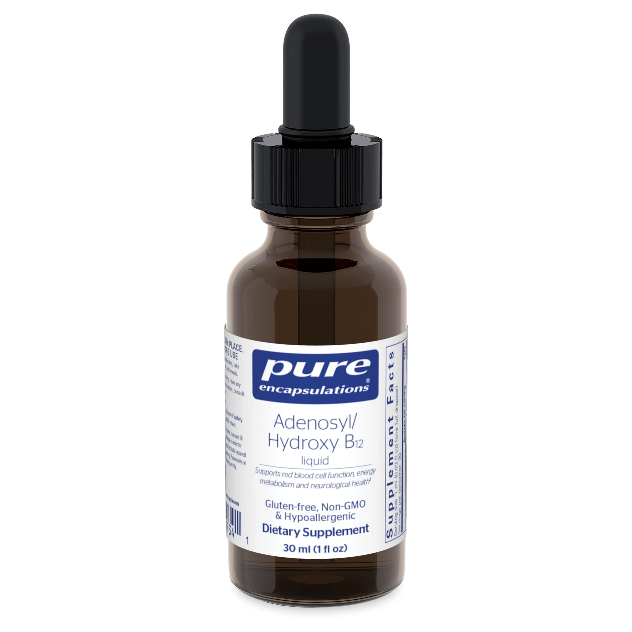 Pure Encapsulations Pure Encapsulations Adenosyl/Hydroxy B12 Liquid 30 mL - Supports Energy Metabolism & Neurological Health* - for Brain Support* - Gluten Free - Vegan - 1 Fl Oz