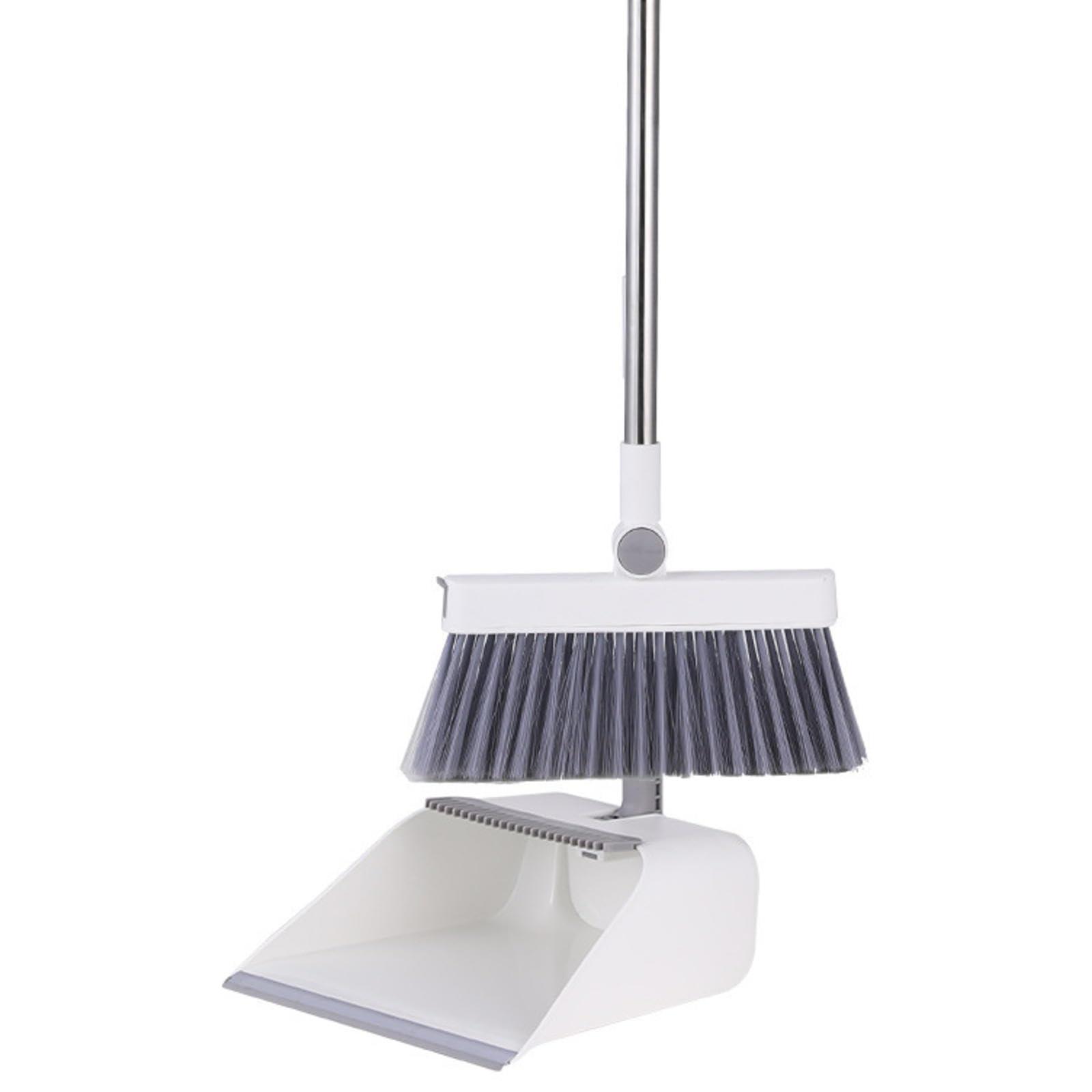 NIBHZ NIBHZ Plastic Dustpan and Broom for Hard Floor, 180 Degree Rotatable Broom Set for Sweeping Outdoor, Garden, Lobby, Indoor