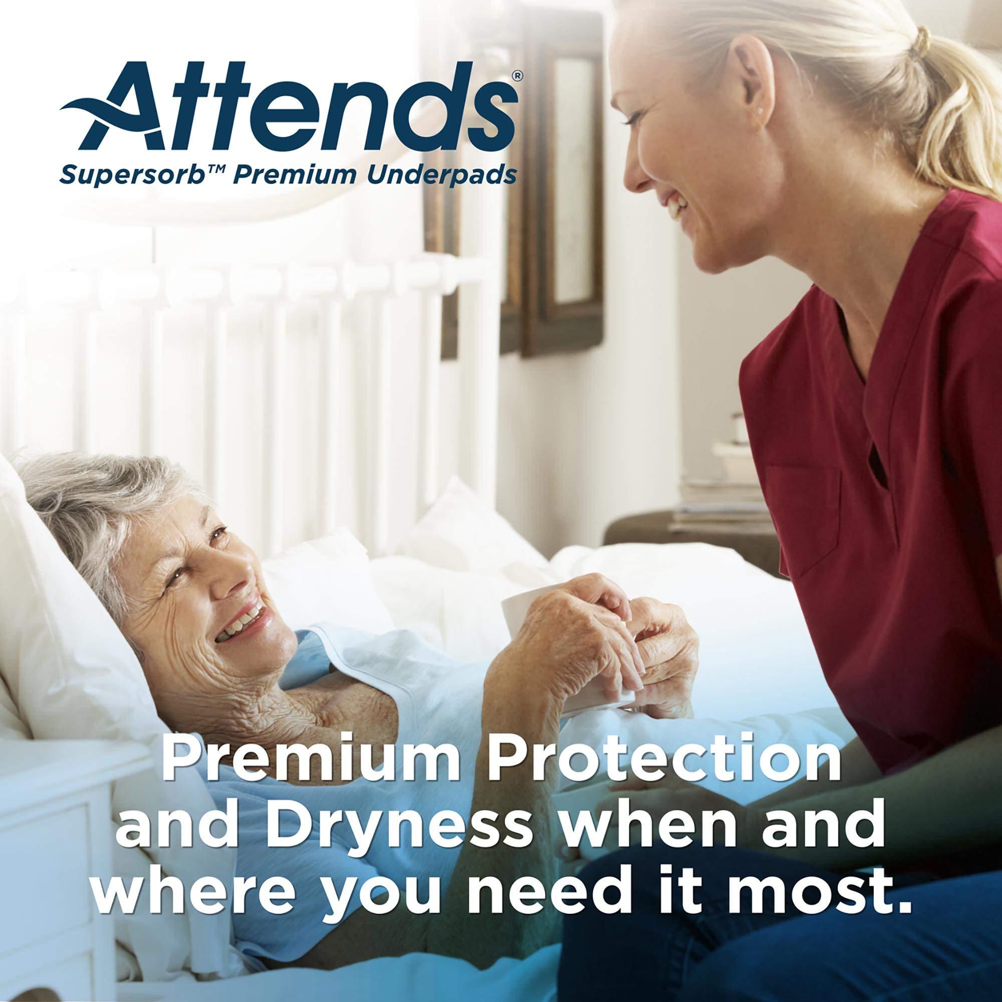 Attends Attends Supersorb Advanced Premium Disposable Underpads for Severe Incontinence, 30\"x36\" Absorbent Pad, Heavy Absorbency, 60ct Case