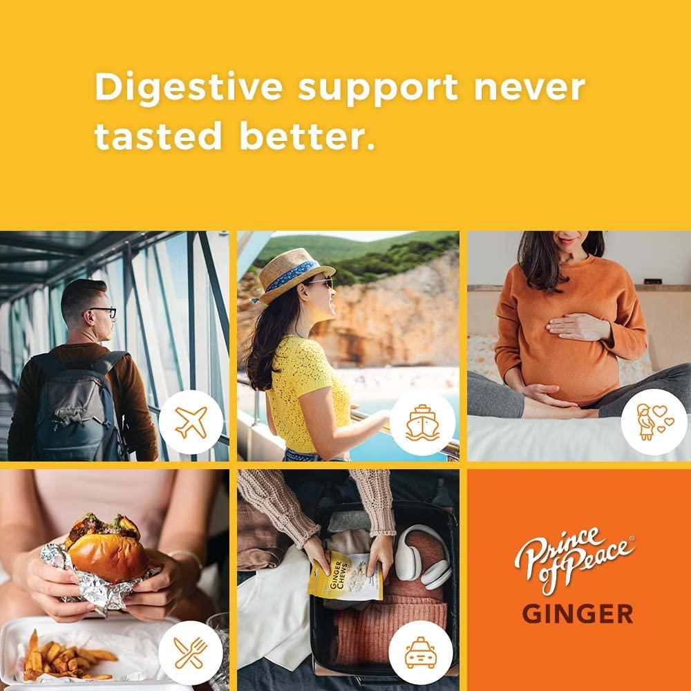 Prince Of Peace Prince Of Peace Ginger Chew Plus+ Original, 3 oz. Bag Digestive Aid, Relief, Healthy Candy, Stomach Aid