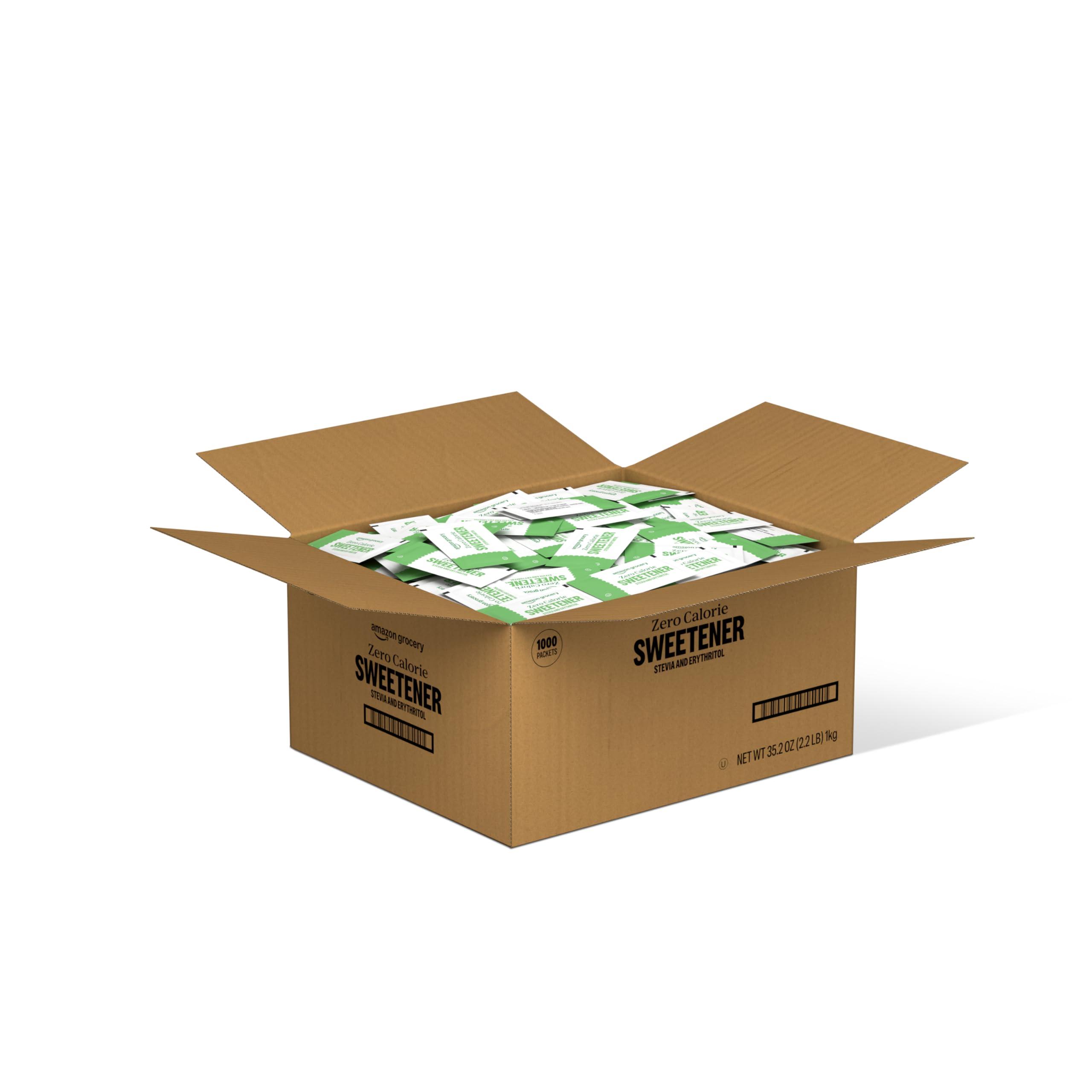 Happy Belly Amazon Brand - Happy Belly Zero Calorie Stevia Sweetener powder Packet, 1000 Count, 2.2 pound (Pack of 1)