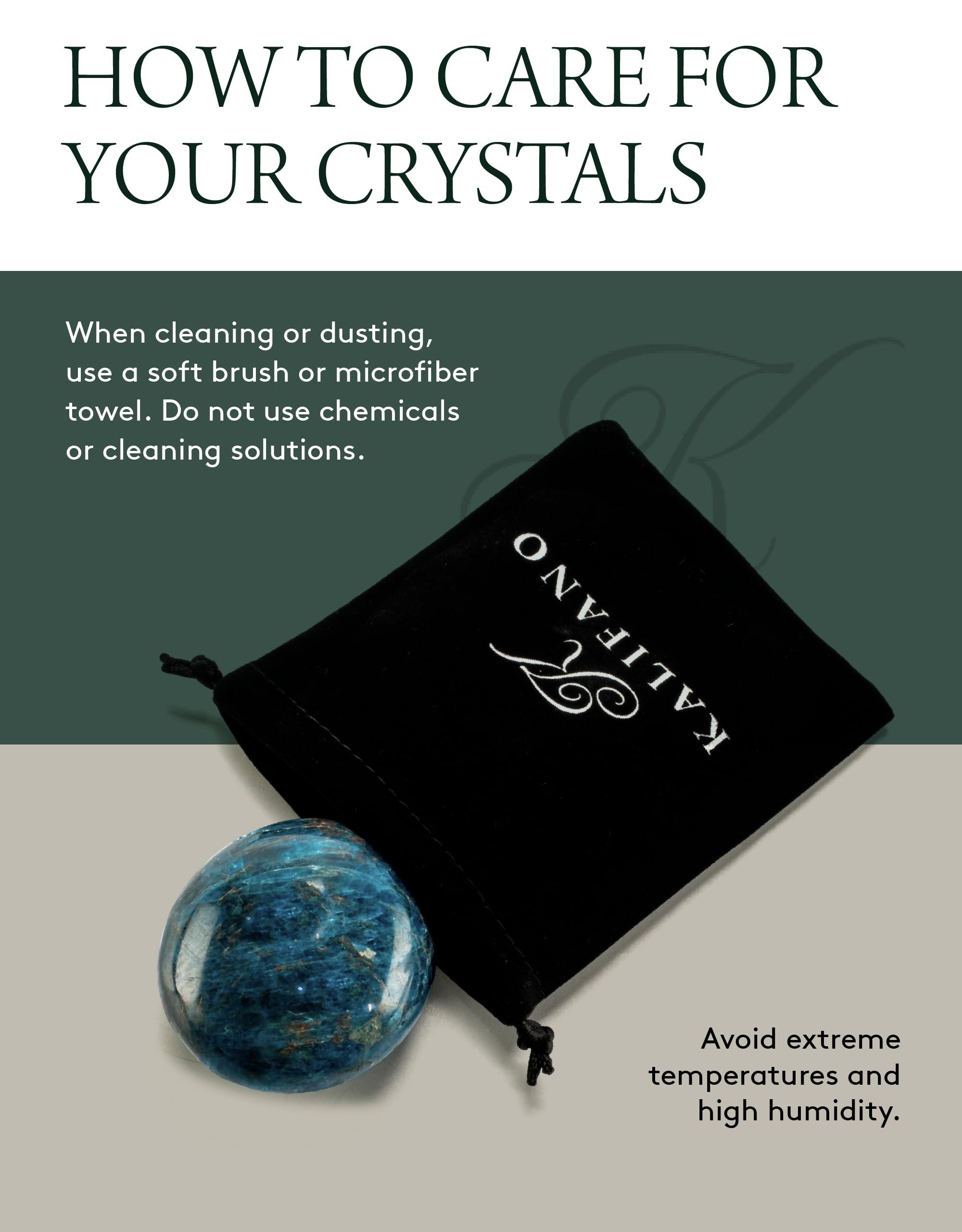 KALIFANO KALIFANO Blue Apatite Palm Stone with Healing & Calming Effects - AAA Grade High Energy Apatito Azul Worry Stone - Reiki Crystal Used for Intuition (Family Owned and Operated)