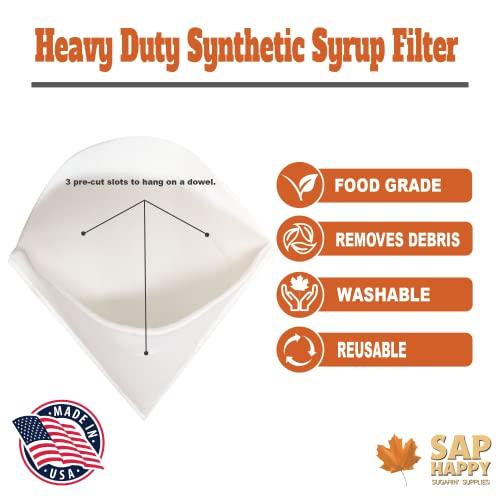 SAP HAPPY SUGARIN SUPPLIES Sap Happy (6) Piece Maple Syrup Filter Set - (1) Heavy Duty Maple Sap Filter - (5) Syrup Pre Filters for Maple Syrup Production - (1) How-To Card for Maple Syrup Filtering.