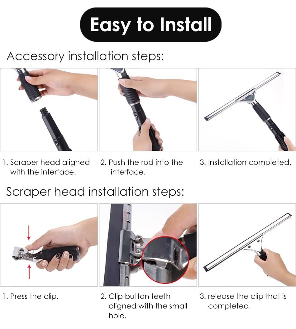 YXXSDP Window Washing Kit with Extension Pole, Window Cleaning Tool & Window Washer Squeegee, for Commercial Hotels Household (Size : Length 11.5m/453inch/37.7ft)