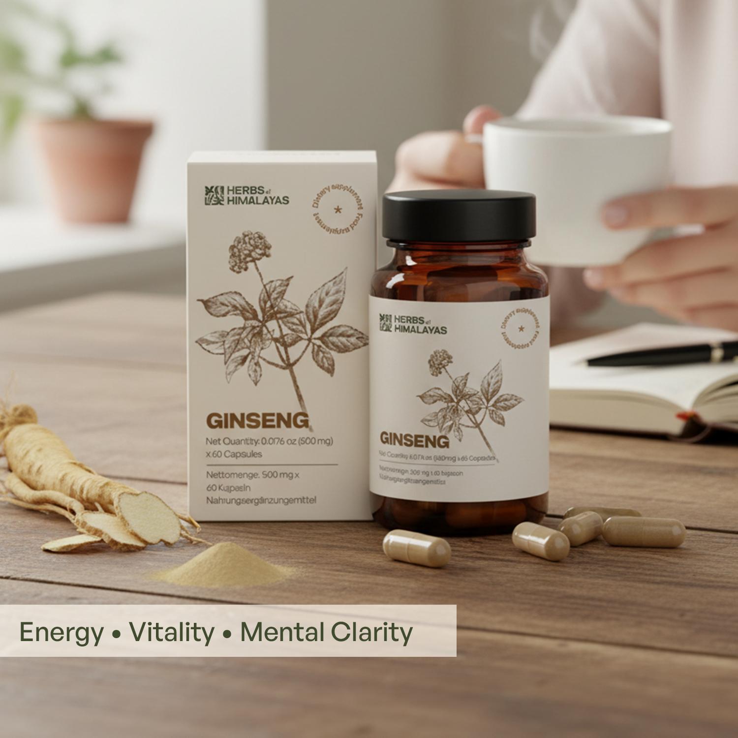 Herbs of Himalayas Herbs of Himalayas Ginseng Capsules – Pure Energy (60 Capsules)