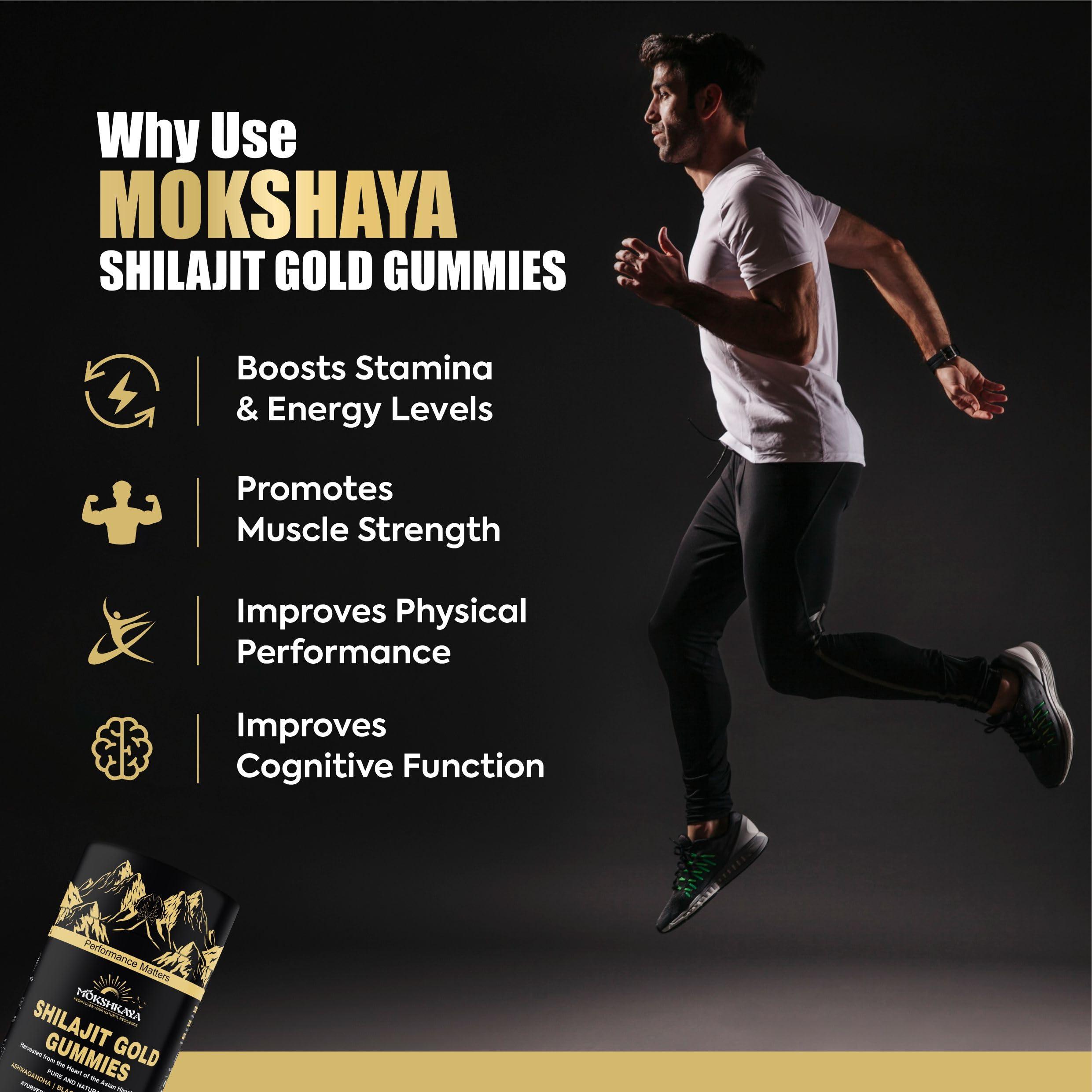 MOKSHKAYA MOKSHKAYA Pure Himalayan Shilajit Gold Gummies I Lab Tested I No Added Sugar I Ashwagandha, Gokshura| Fulvic Acid & 85+ Trace Minerals I for Men, Women I 100% Natural I Tamarind Flavour I 60 Gummy