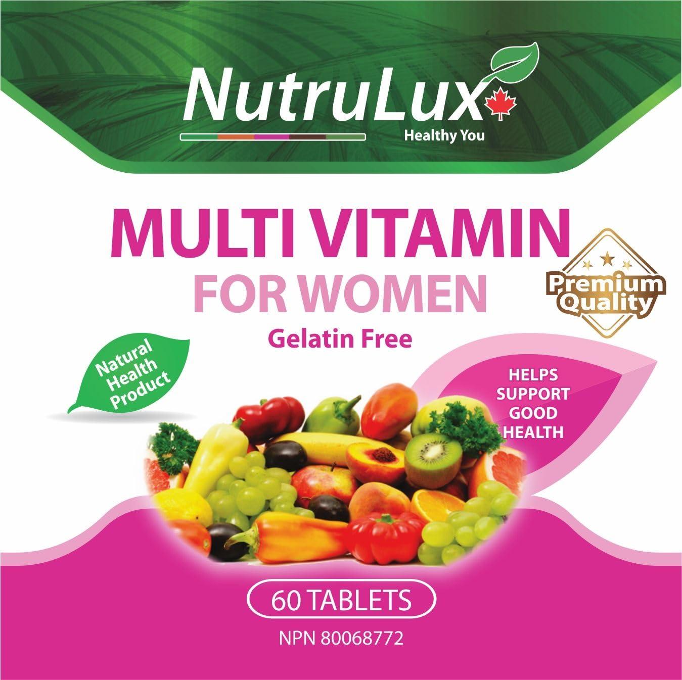 NutruLux NutruLux Women\'s Multivitamin - Halal, Vegan Gelatin-Free, High Vitamin C - Daily Wellness Tablets for Women\'s Health - Immune Support - Energy Boost - 60 Tablets (2)