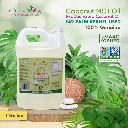 Verdana Verdana MCT Oil, Fractionated, 100% from Coconut - 1 Gallon - Kosher Food Grade, Vegan, Non-GMO - Great for Keto and Paleo Diet, Oil Pulling Oral Rinse Mouthwash (128 Fl Oz)