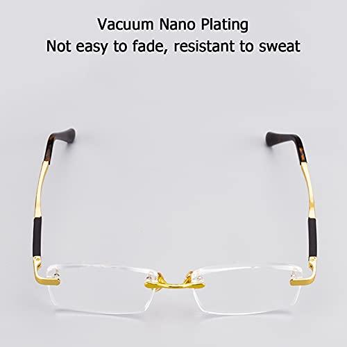 NWB NWB Rimless Reading Glasses Blue Light Blocking for Men,Crystal Clear Lens,Metal Frame Spring Hinges Readers Anti Glare