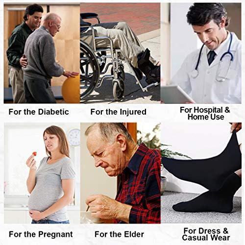 Forcool Forcool Merino Wool Crew Diabetic Men Women Non Binding Wide Loose Top Cushioned Sole Diabetic Dress Socks, Large 3 Pairs Dark Gray