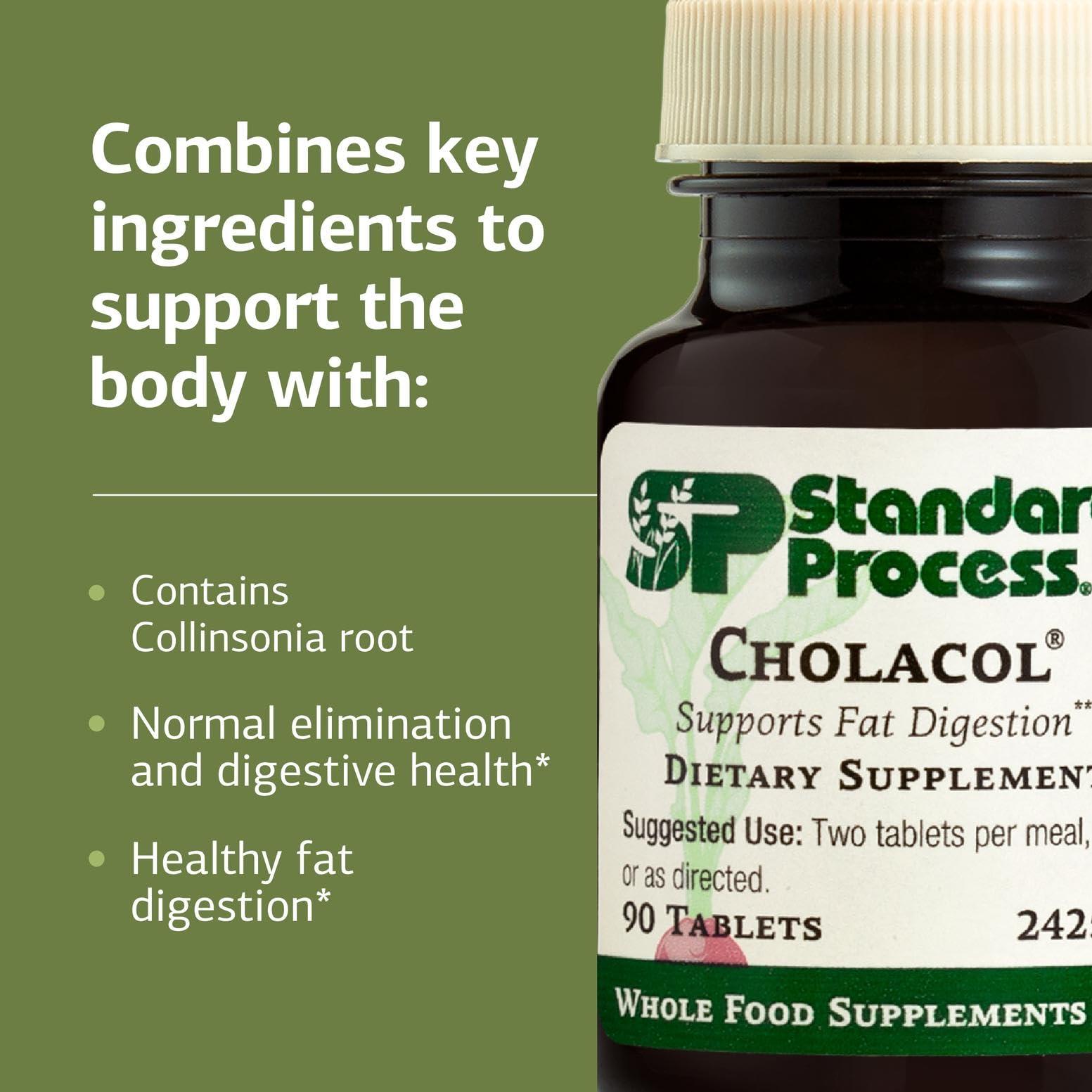 Standard Process Inc. Standard Process Inc. Cholacol - Gallbladder Support Supplement - Fat Digestion Supplement for Digestive Health & Bile Support - Gluten-Free, Non-Dairy & Non-Soy - 90 Tablets