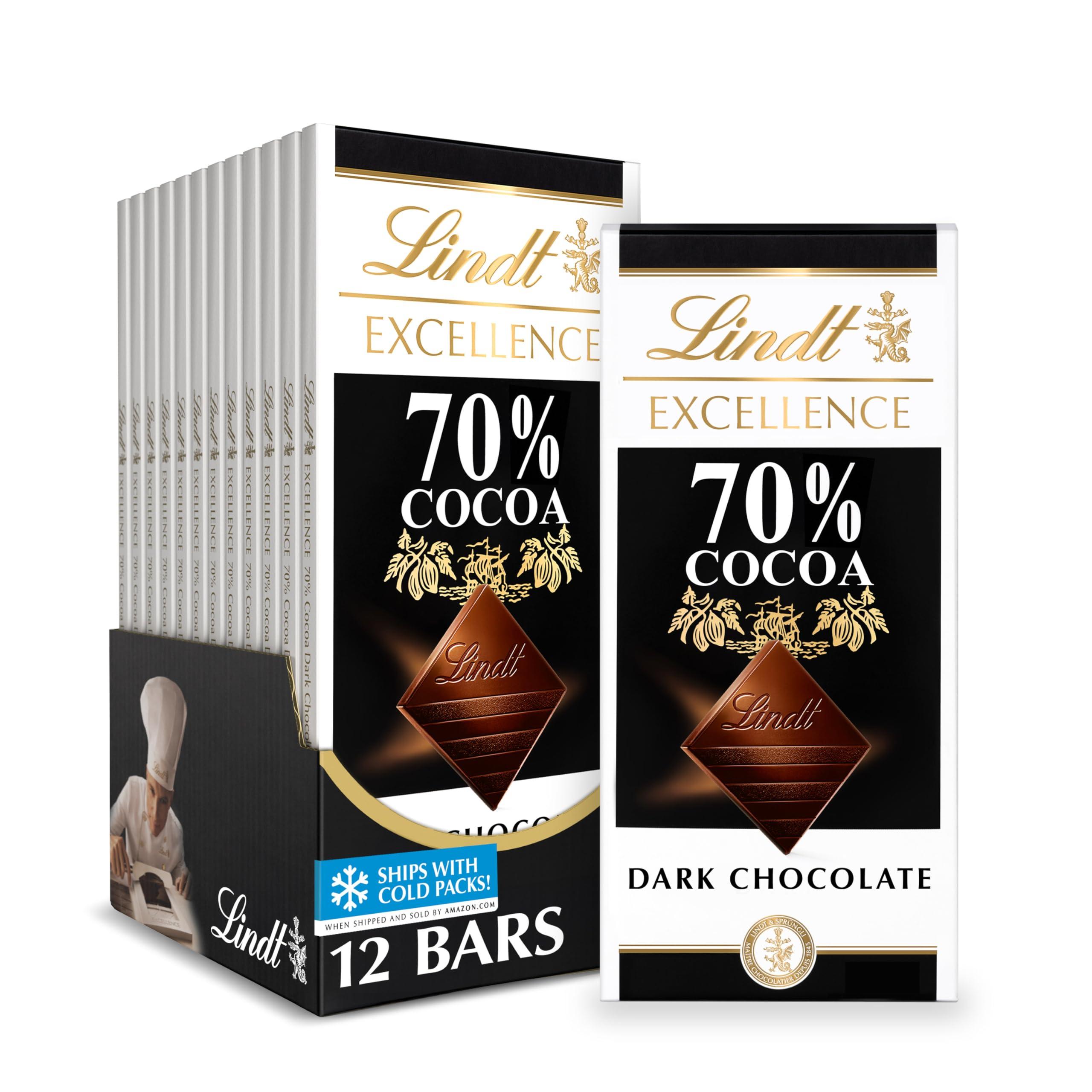 Lindt Lindt EXCELLENCE 70% Cocoa Dark Chocolate Bar, Dark Chocolate Candy, 3.5 oz. (12 Pack)