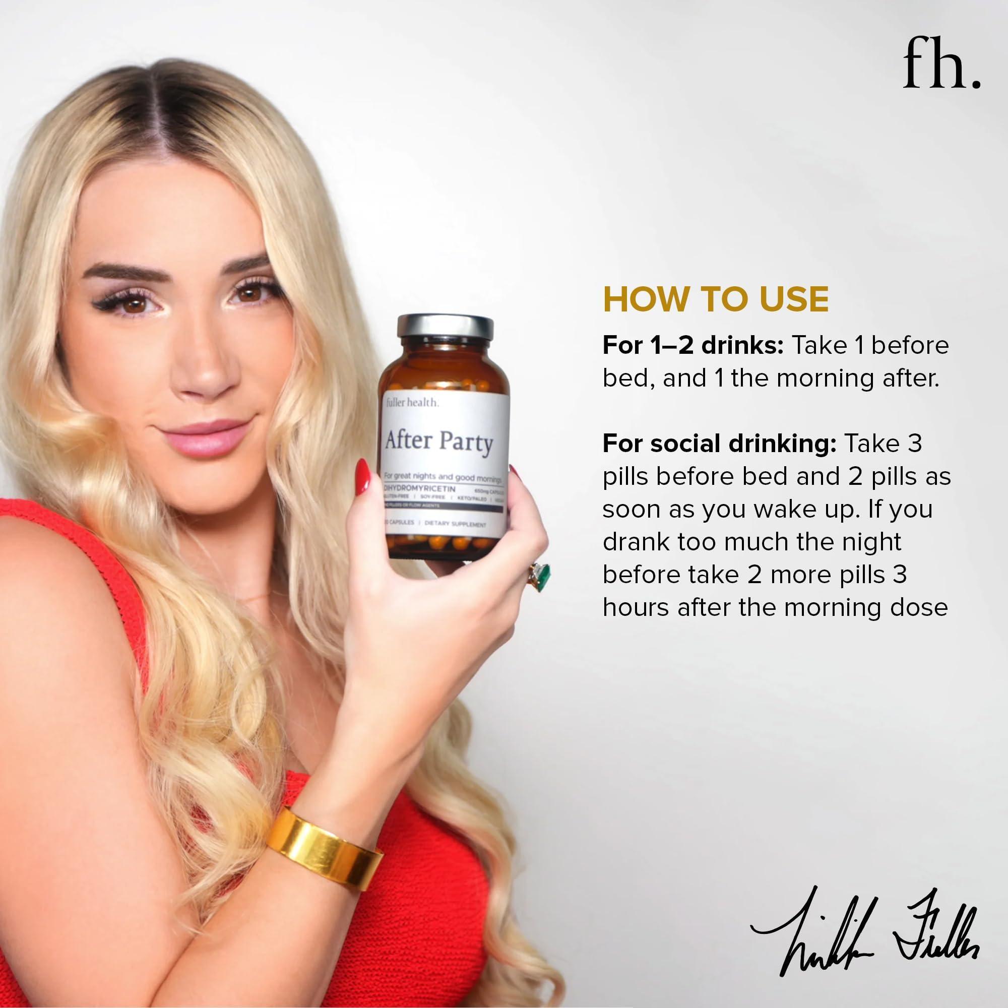 Fuller Health Fuller Health After Party, Dihydromyricetin Supplement | Supports Liver, Metabolism, Energy Levels, Post-Celebration Relief | Feel Refreshed, 650mg Per Pill | 1 Bottle, 24 Servings