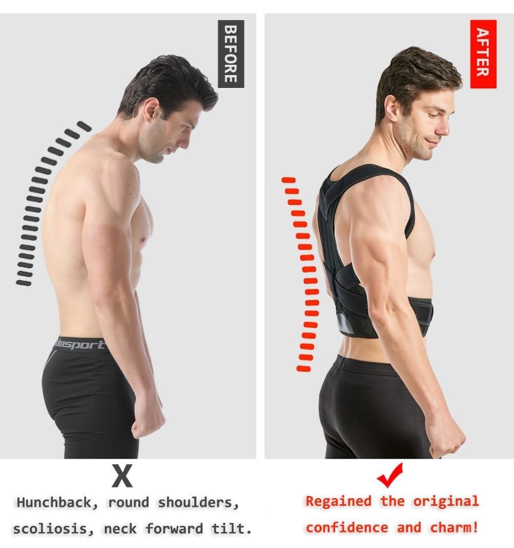 LUXRUB Full Back Support Belt Posture Corrector For Men And Women Waist Back Brace Vest Lumbar Decompression Belt Spine Shoulder Neck Waist Support Back Pain Relief (Color : Black, Size : XX-Large)