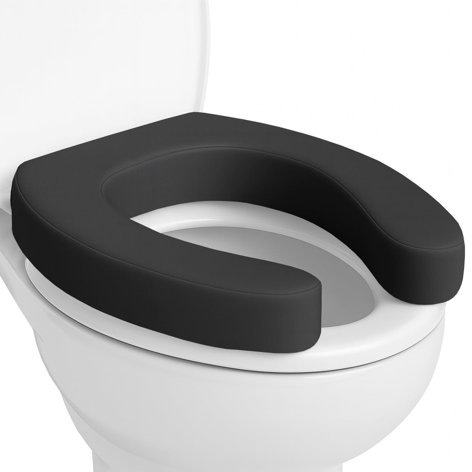 Vive Vive Toilet Seat Cushion (Soft Cushioned Foam) - Easy Clean Soft Padded Bathroom Attachment - Elongated, Standard Seats - Comfort and Support Donut for Handicap, Adults (2\" Cushioned Foam, Black)
