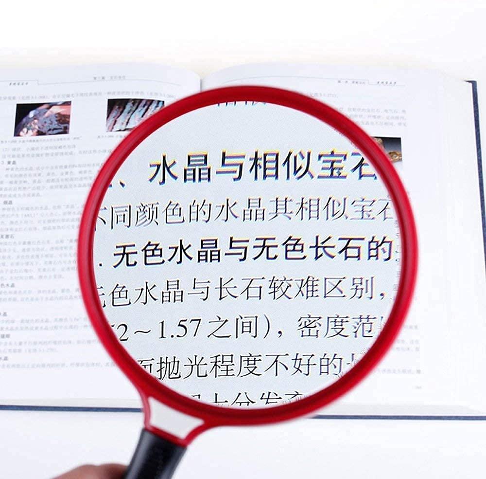 LIPJIA Magnifying Glass,Read Handheld HD Glass Large Reading Book 13cm Diameter Glass Lens Non Slip Handle Without Lamp Magnifier