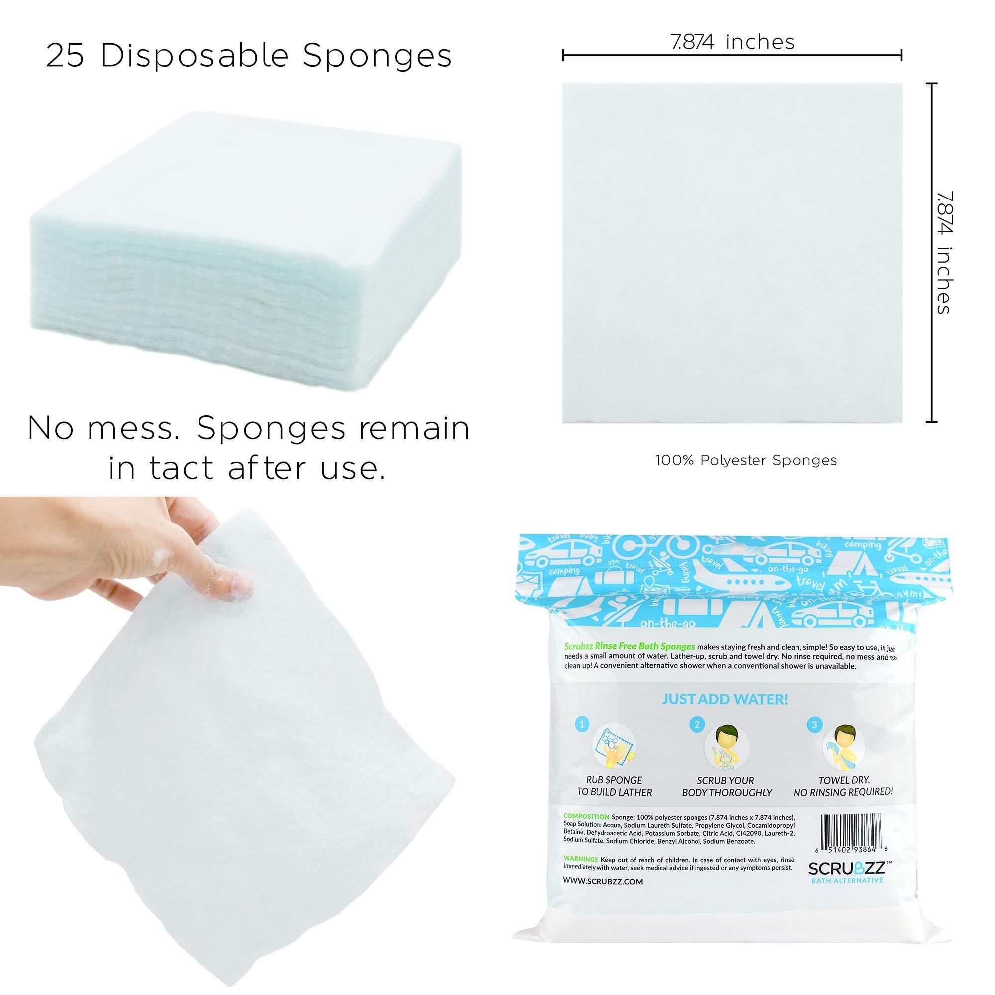 Scrubzz Scrubzz Rinse Free Bathing Sponges and Coconut Vanilla Shampoo Cap Bundle for Eldery Bedridden and Post Surgery Patients