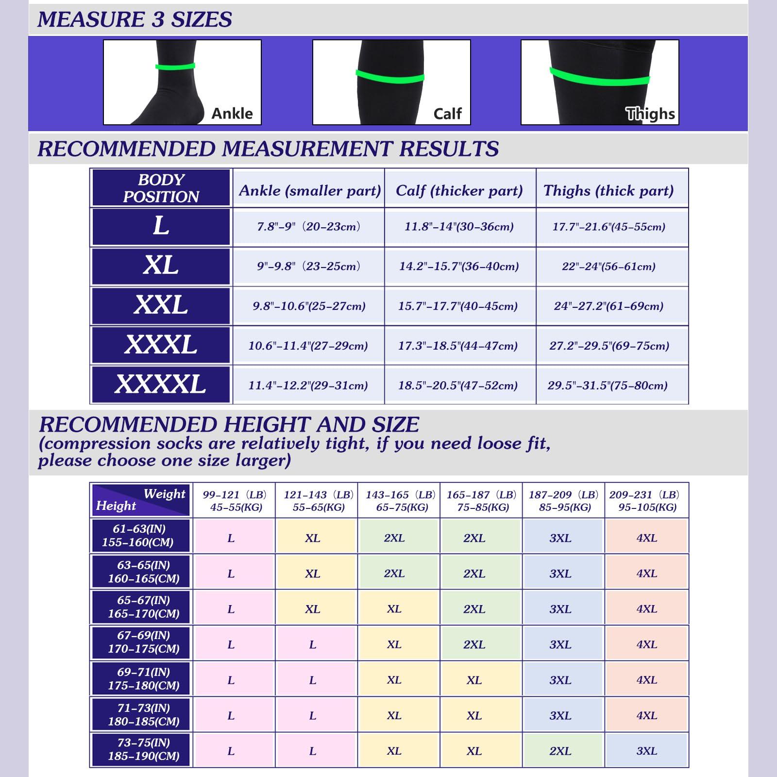 MGZTTHW Compression Socks, Men\'s Thigh High Compression Stockings, 20-30mmHg Compression Stockings with Non-slip silicone (XL)