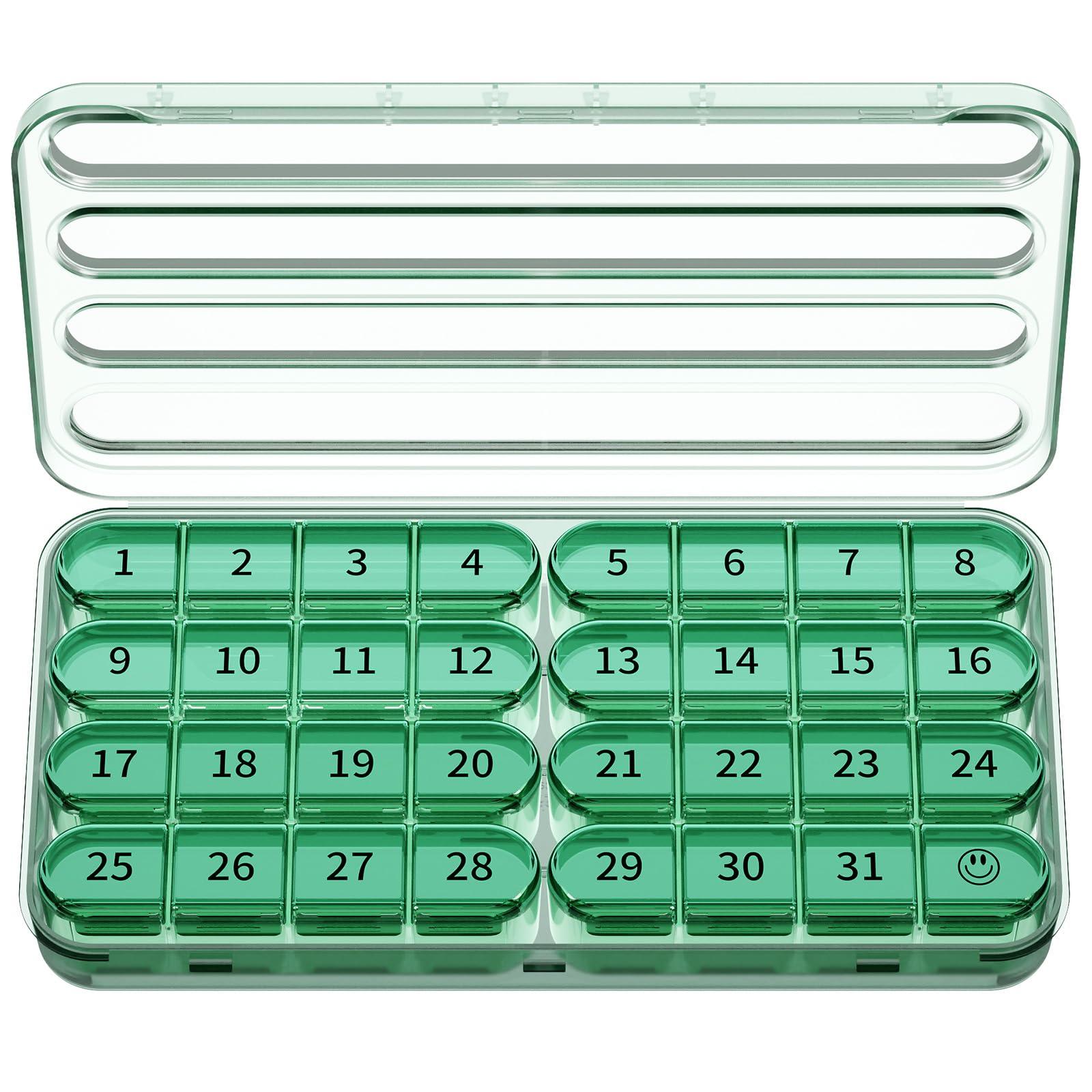 Zoksi Zoksi Monthly Pill Organizer 1 Time a Day, 30 Day Pill Box Organizer Once a Day, One Month Large Pill Case for Travel, 31 Day Daily Medcine Container for Vitamins, Supplement & Medication (Olive)