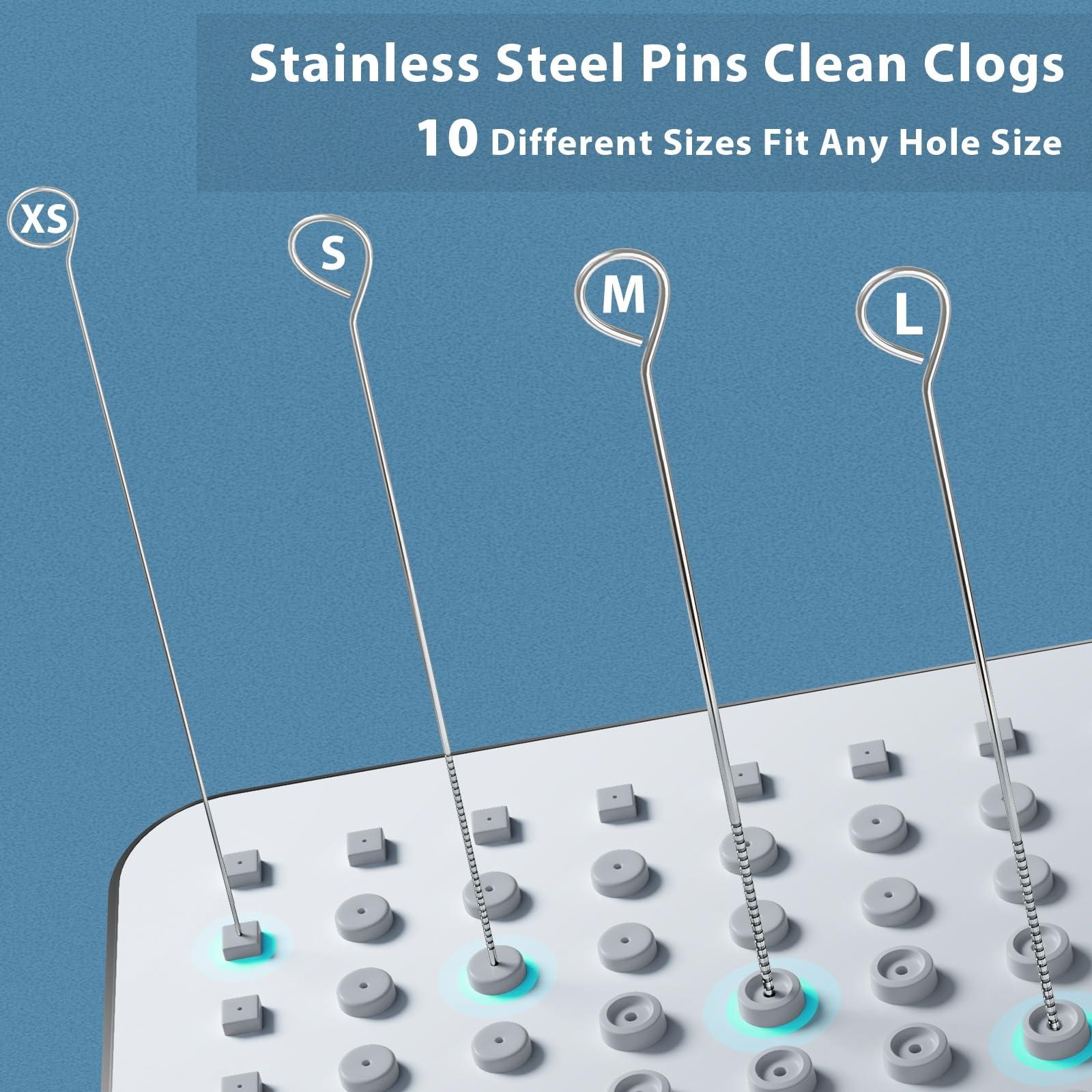 Lumkew Lumkew 30 Pcs Shower Head Cleaner Tool, Small Gaps Hole Anti-Clogging Shower Head Cleaning Brush, Showerhead Cleaner Picks Tiny Nozzle, Orange Blue