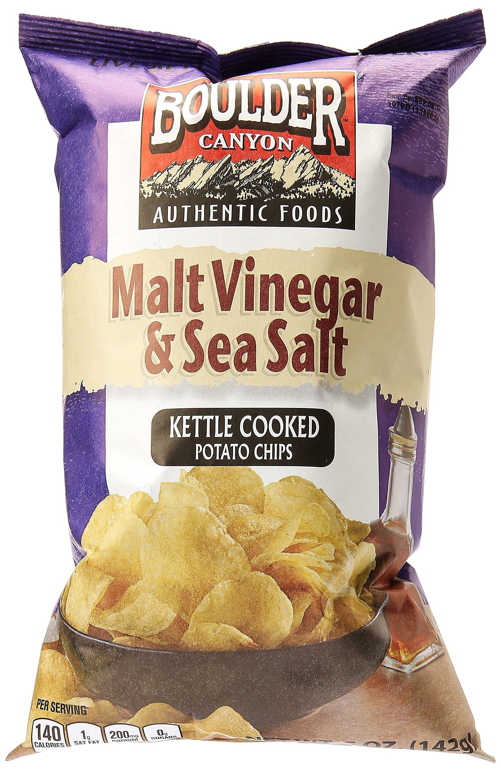 Boulder Canyon Boulder Canyon Kettle Cooked Potato Chips, Malt Vinegar and Sea Salt, 5 oz