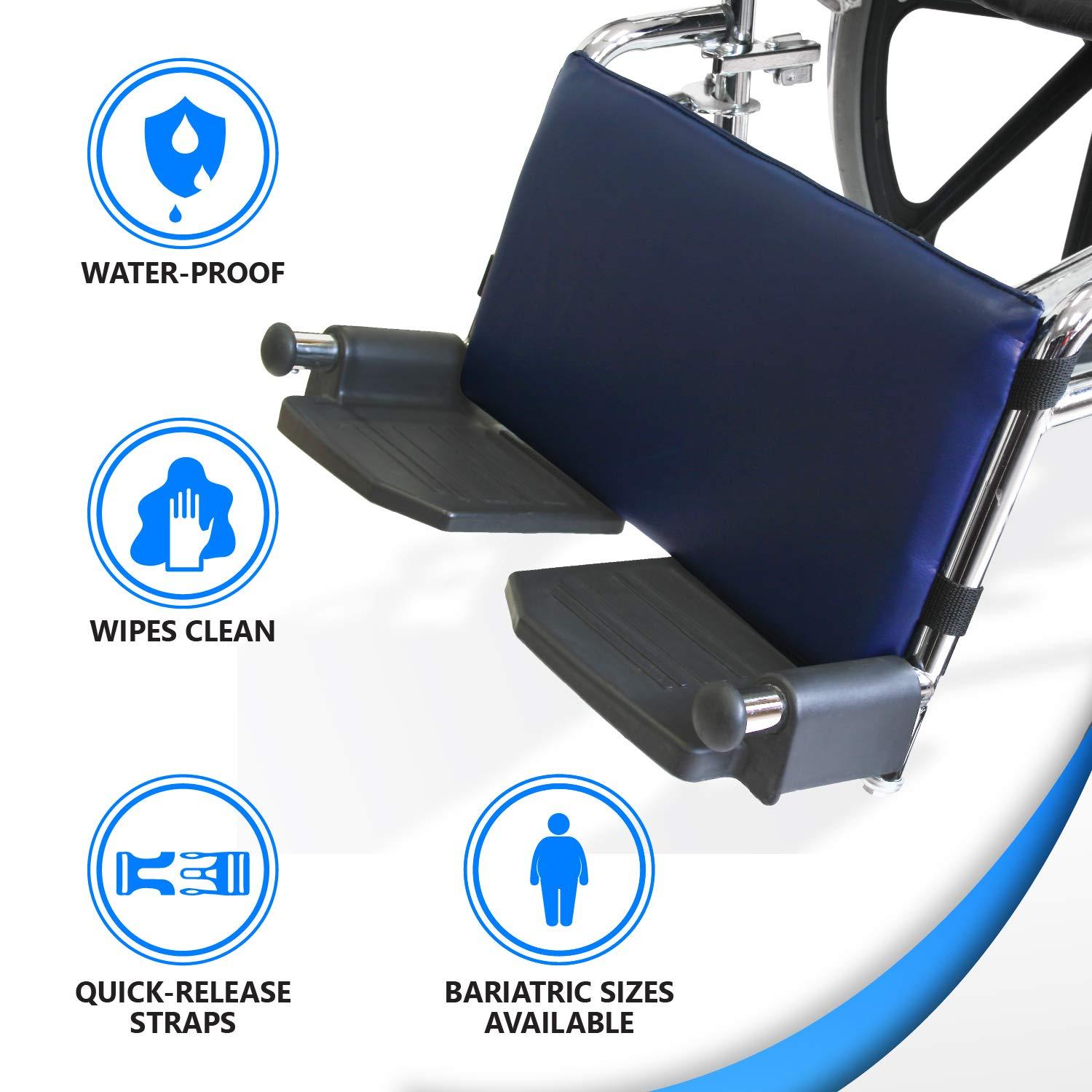 NYOrtho NYOrtho Wheelchair Leg Rest Cushioned Pad, 16x9 Inches - Premium Calf Pad with Wipe-Clean Vinyl Cover and Quick-Release Straps - Leg Support pad to Prevent Feet from Slipping Behind Footrests