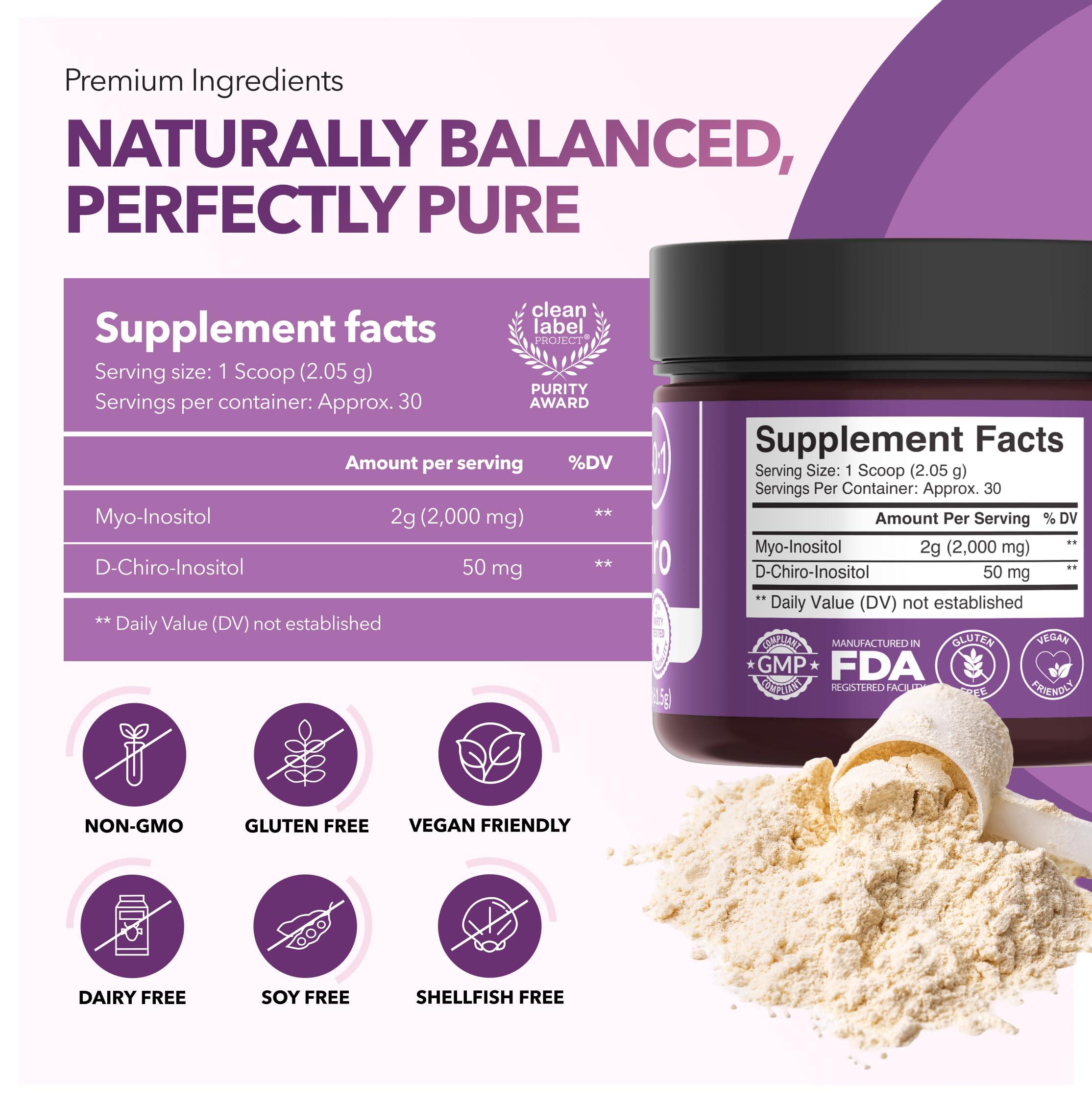 Intimate Rose Intimate Rose Inositol Supplement for Women Powder - Myo-inositol & D-Chiro Inositol - Hormonal Balance & Healthy Ovarian Function Support for Women - Ideal 40:1 Ratio - Made in USA