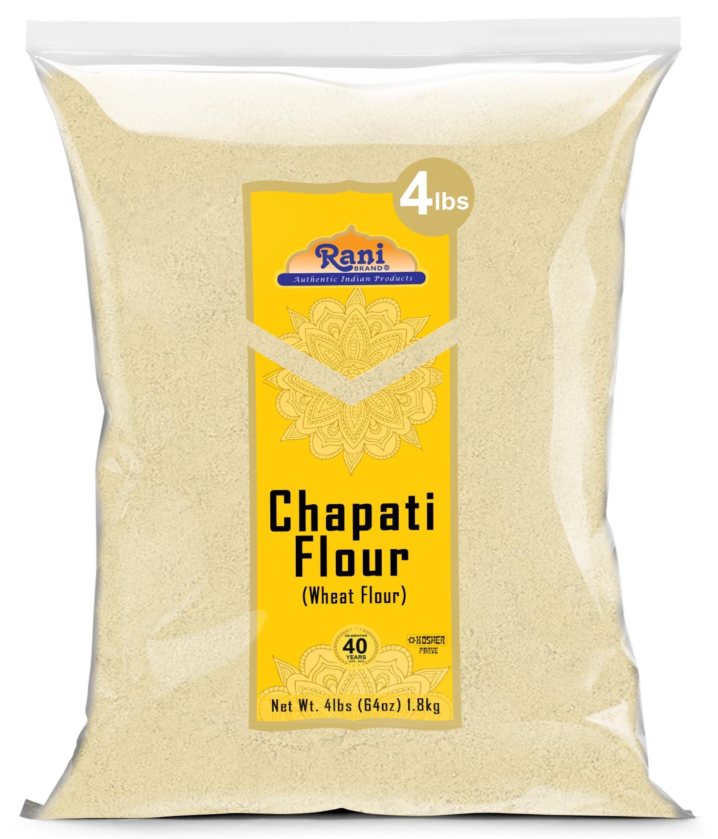 Rani Brand Authentic Indian Products Rani Chapati Flour (100% Pure Whole Wheat Atta), For Making Roti & Indian Breads 64oz (4lbs) 1.81kg Bulk ~ All Natural | Vegan | No Salt or Colors | NON-GMO | Kosher | Indian Origin