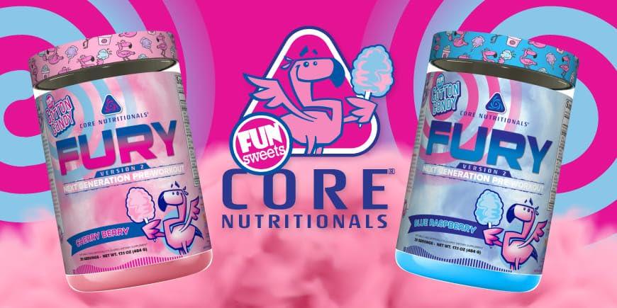 Core Nutritionals Core Nutritionals Fury V2: Pre-Workout Powder to Maximize Performance in The Gym W/Zum-XR Caffeine, L-CItruline, and Alpha GPC (40 Scoops) (Fun Sweets Blue Raspberry)