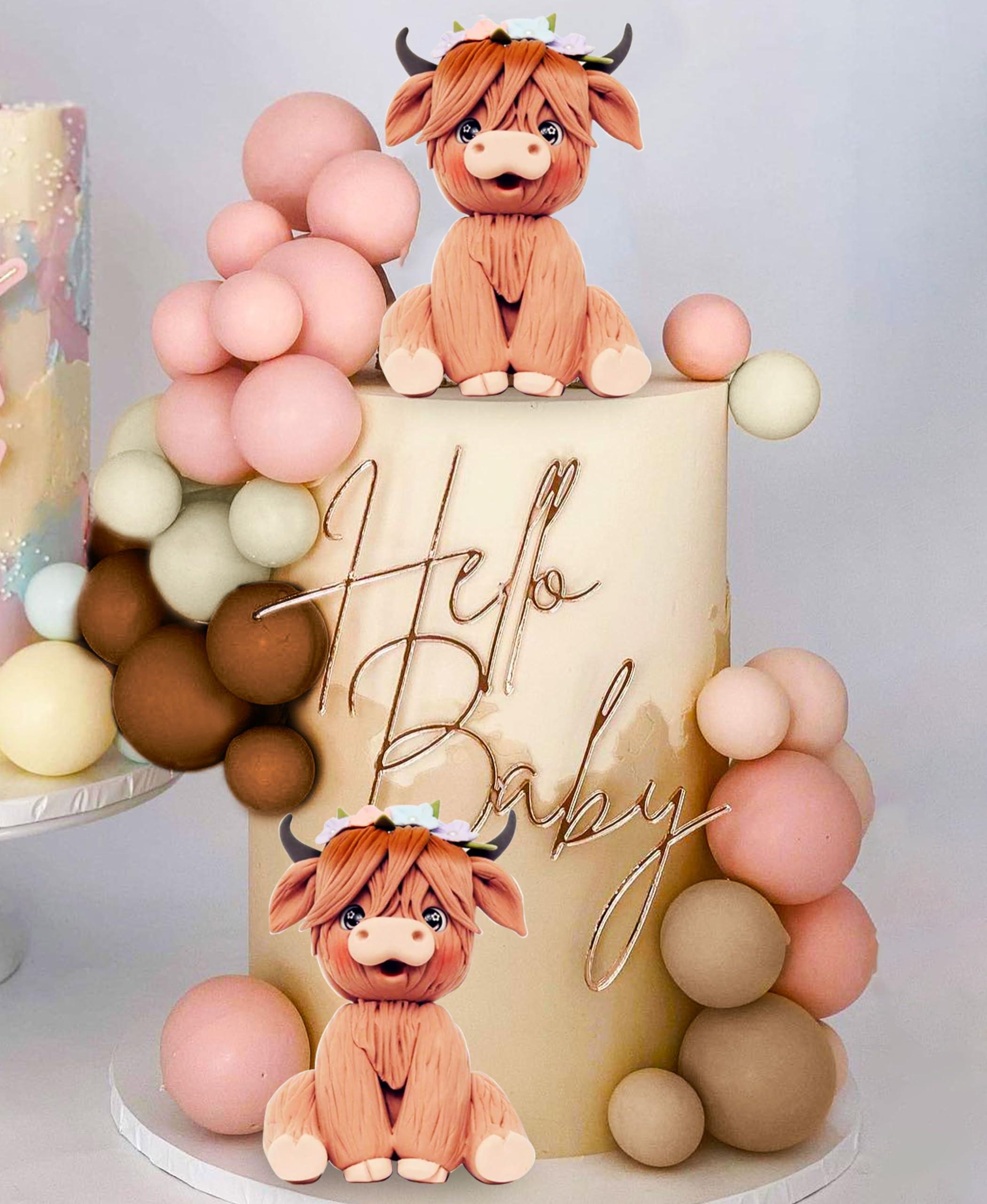 JeVenis JeVenis Girls Highland Cow Cake Decorations Cake Topper Highland Cow Party Favors For Highland Cow Baby Shower Party Birthday Party Supplies