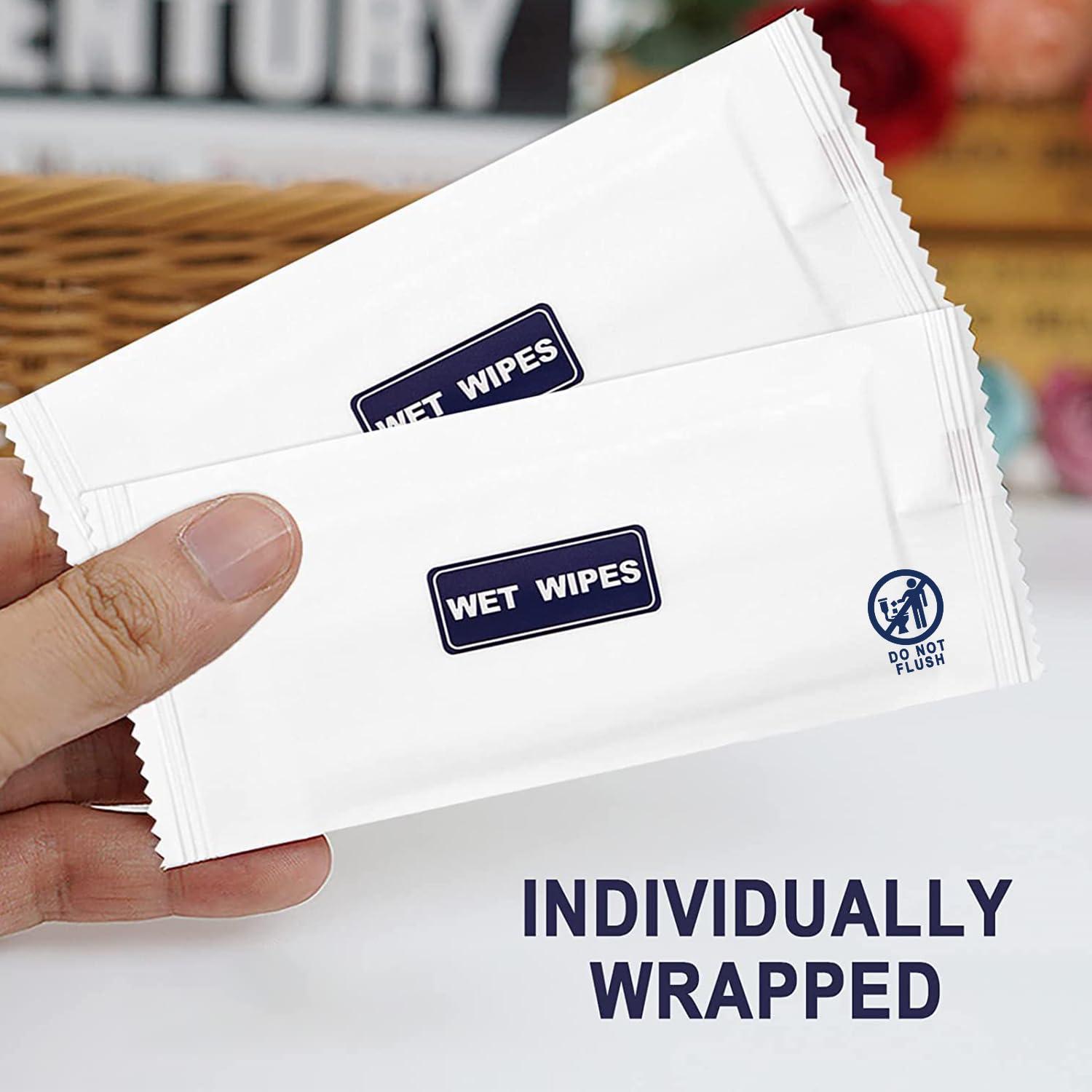 Gisdo 200 Pack Wet Wipes Individually Wrapped, Individual Hand Wipes, Unscented Travel Wipes, Clean Hands Quickly, Wet Wipes Bulk for Homeless, Suitable for Restaurant, Wedding, Barbecue, Blue