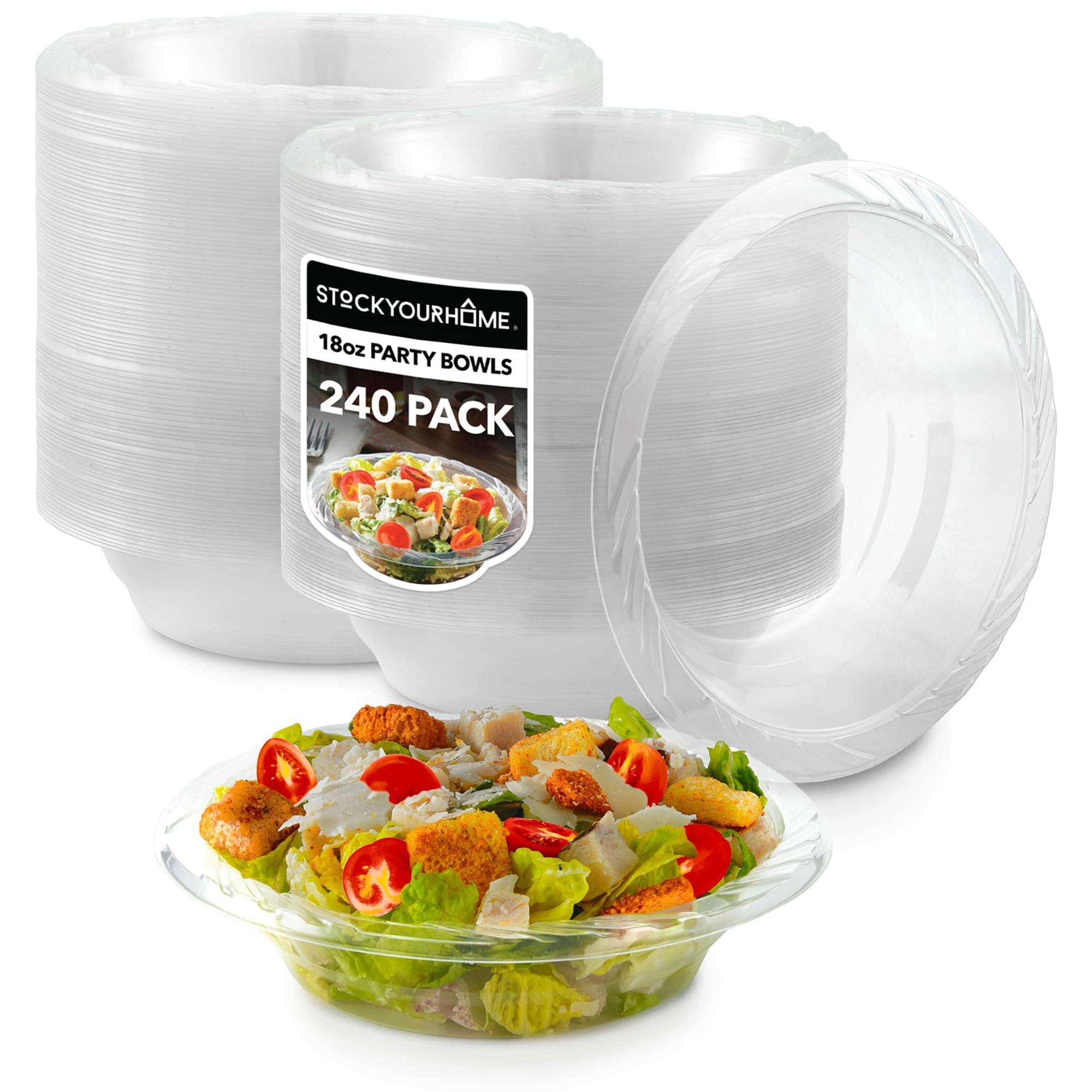 Stock Your Home Stock Your Home (240-Count) Elegant 18 oz Clear Plastic Bowls for Parties, Large Disposable Bowl for Fancy Dinner or Cocktail Party, Soup and Salad, Thick and Sturdy