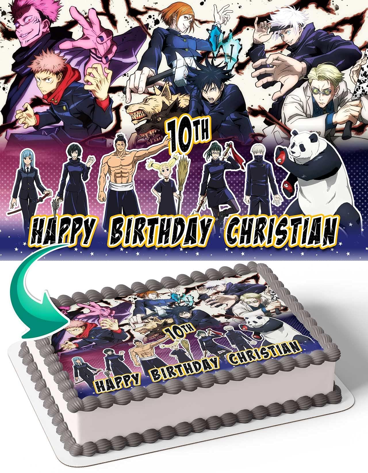 Cakecery Jujutsu Kaisen Edible Cake Image Topper Personalized Birthday Cake Banner 1/4 Sheet