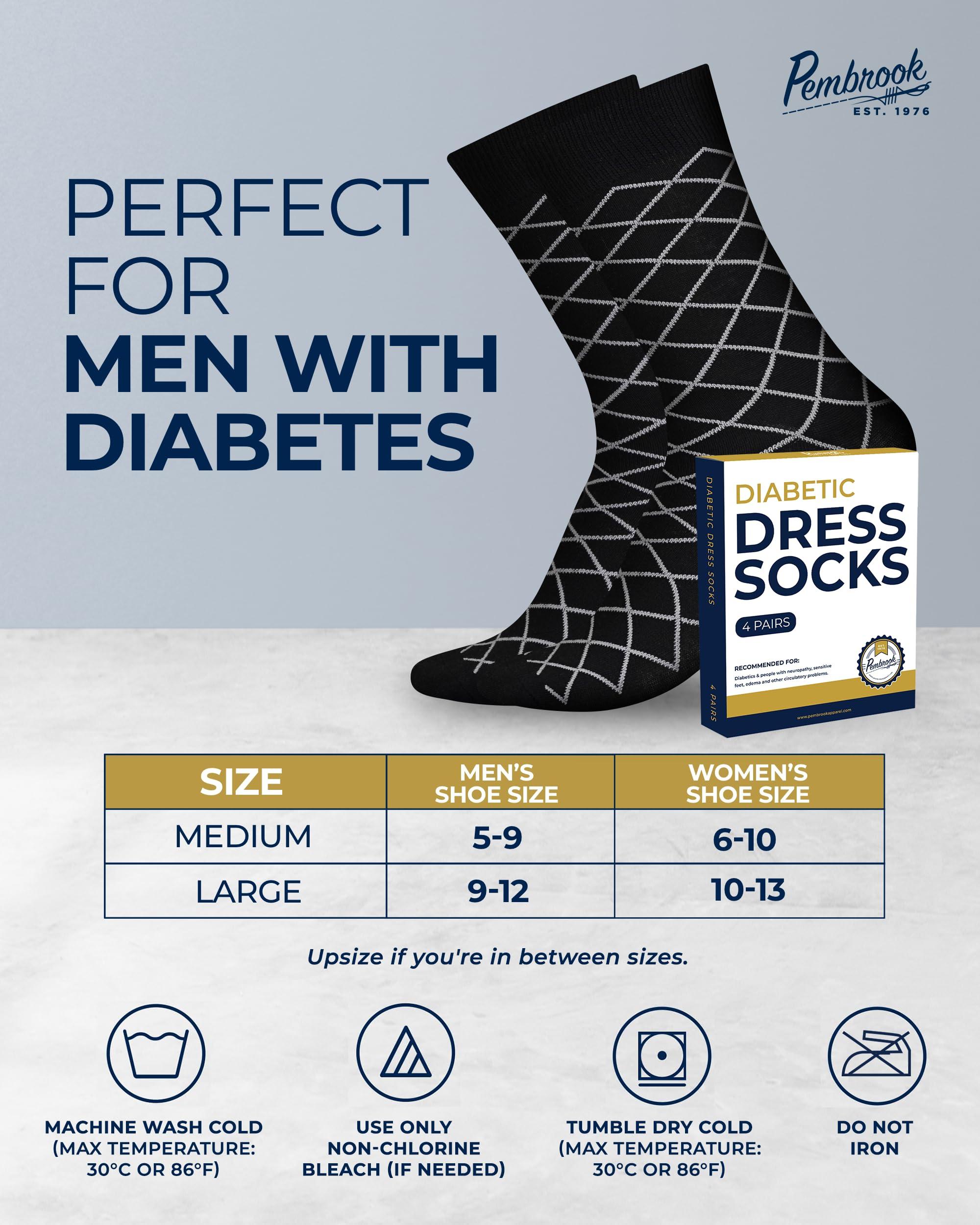 Pembrook Pembrook Diabetic Dress Socks for Men - 4 Pairs Odor Free Thin Diabetic Socks for Men Work | Thin Socks Men