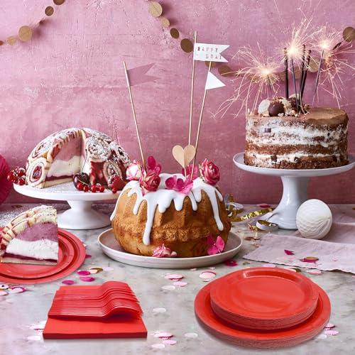 WYQJHKV WYQJHKV Red Party Supplies Set Include Red Paper Plates and Napkins party supplies,Severs 25 Guests Red Dessert Plates,Disposable Cake Plates Paper Plate Red for Birthday Wedding Party