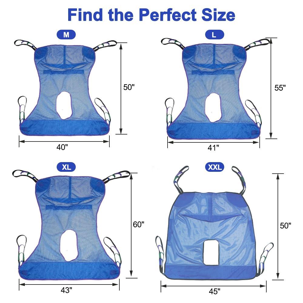 JGKwong JGKwong Universal Full Body Mesh Lift Sling with Commode Opening,Polyester Slings for Patient Lifts -Compatible with Hoyer, Invacare, McKesson, Drive, Lumex, Medline, Joerns (2X-Large)